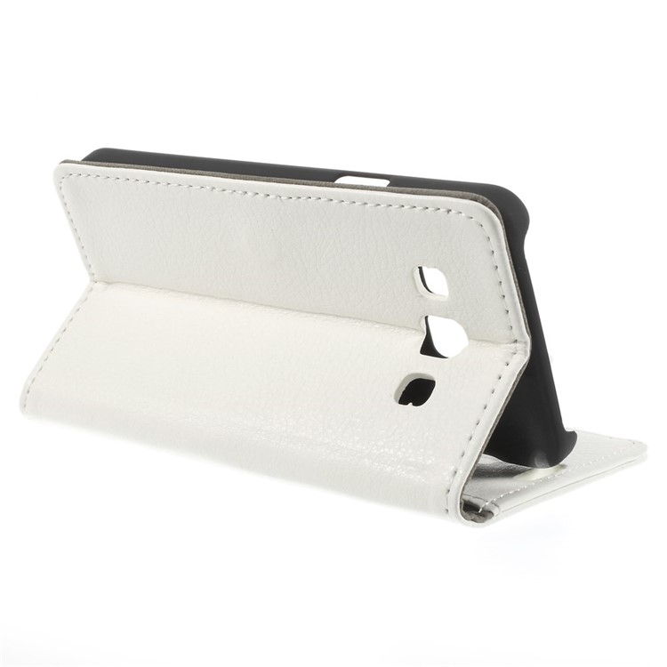 Litchi Grain Leather Magnetic Cover w/ Stand for Samsung Galaxy A3 SM-A300F - White-5