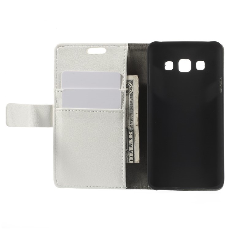 Litchi Grain Leather Magnetic Cover w/ Stand for Samsung Galaxy A3 SM-A300F - White-6