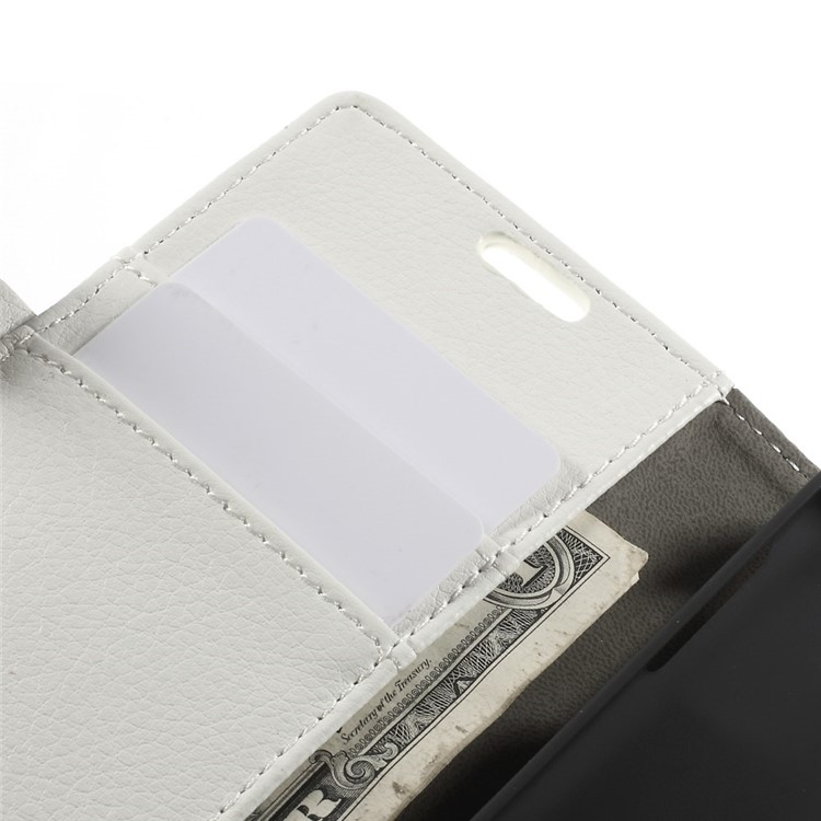 Litchi Grain Leather Magnetic Cover w/ Stand for Samsung Galaxy A3 SM-A300F - White-7