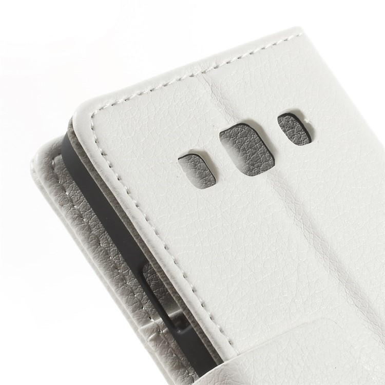 Litchi Grain Leather Magnetic Cover w/ Stand for Samsung Galaxy A3 SM-A300F - White-9