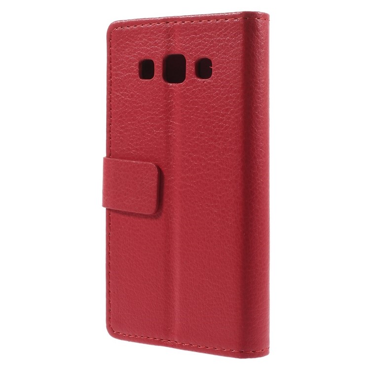 Litchi Grain Leather Magnetic Shell w/ Stand for Samsung Galaxy A3 SM-A300F - Red-2