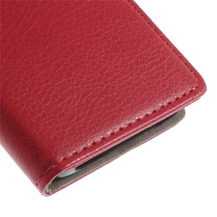 Litchi Grain Leather Magnetic Shell w/ Stand for Samsung Galaxy A3 SM-A300F - Red-8