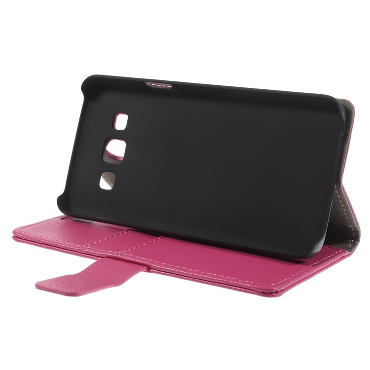 Litchi Grain Leather Wallet Case w/ Stand for Samsung Galaxy A3 SM-A300F - Rose-4