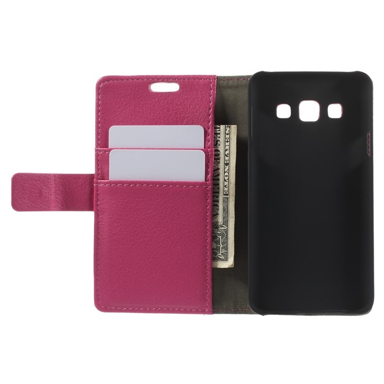 Litchi Grain Leather Wallet Case w/ Stand for Samsung Galaxy A3 SM-A300F - Rose-6