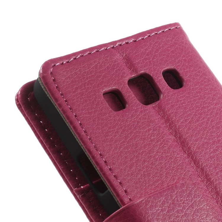Litchi Grain Leather Wallet Case w/ Stand for Samsung Galaxy A3 SM-A300F - Rose-9