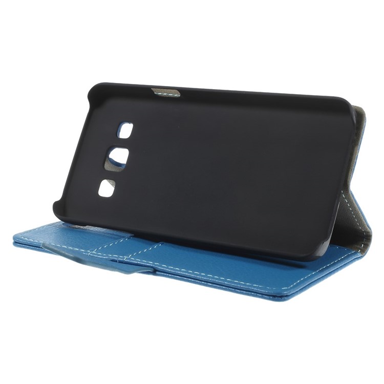 Litchi Grain Leather Wallet Cover w/ Stand for Samsung Galaxy A3 SM-A300F - Blue-4