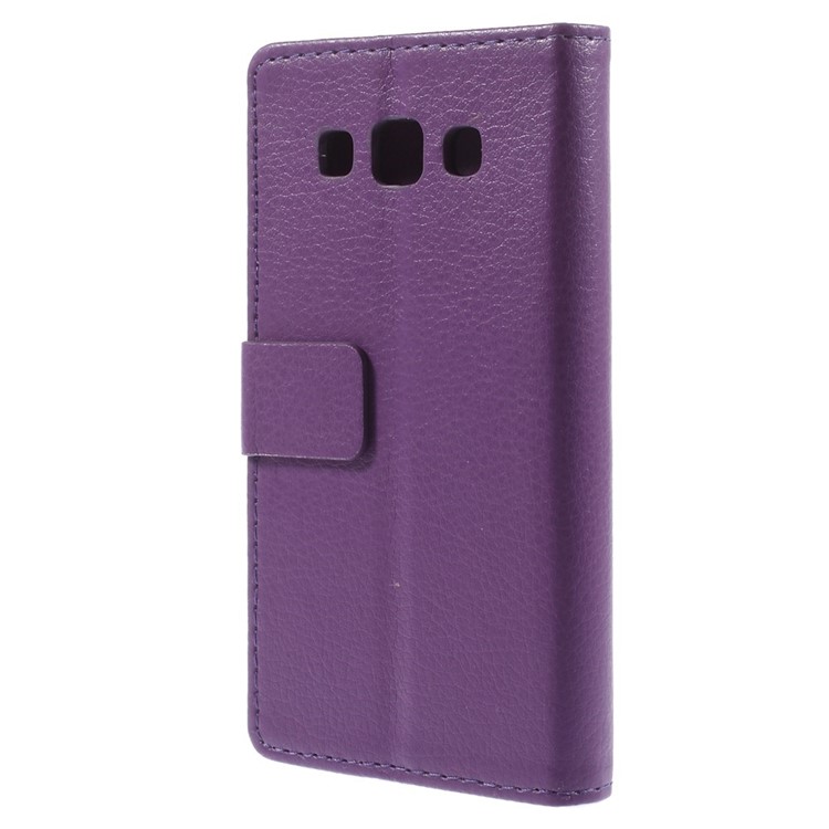Litchi Grain Leather Wallet Shell w/ Stand for Samsung Galaxy A3 SM-A300F - Purple-2