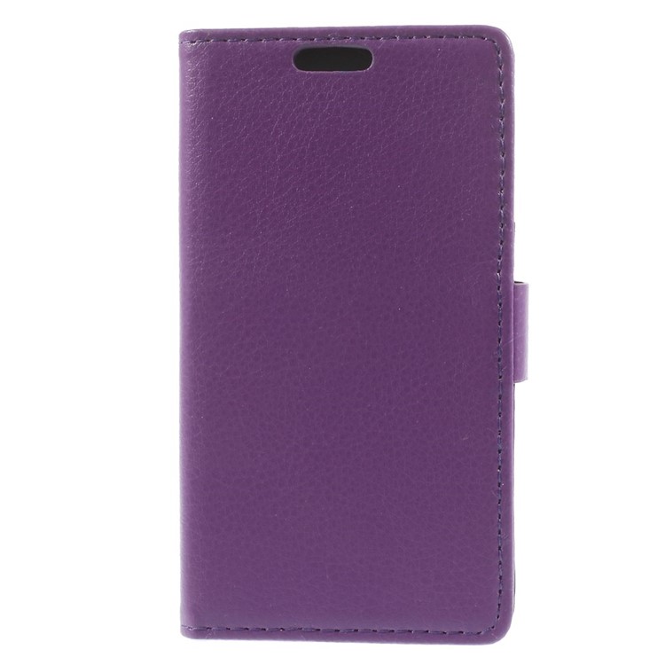 Litchi Grain Leather Wallet Shell w/ Stand for Samsung Galaxy A3 SM-A300F - Purple-3