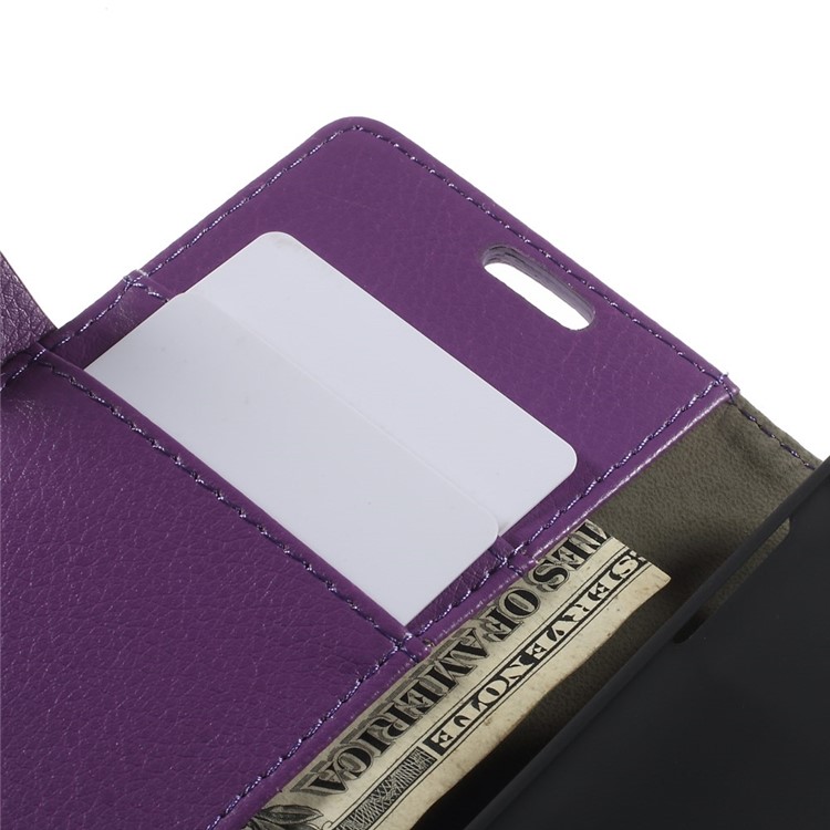 Litchi Grain Leather Wallet Shell w/ Stand for Samsung Galaxy A3 SM-A300F - Purple-7
