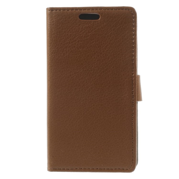 Litchi Grain Leather Wallet Case Cover w/ Stand for Samsung Galaxy A3 SM-A300F - Brown-3