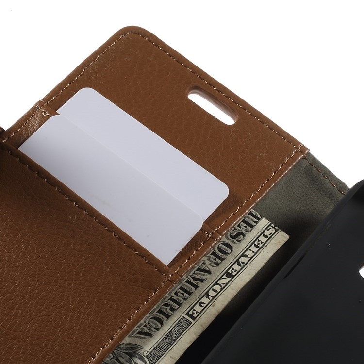 Litchi Grain Leather Wallet Case Cover w/ Stand for Samsung Galaxy A3 SM-A300F - Brown-7