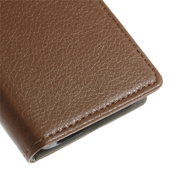 Litchi Grain Leather Wallet Case Cover w/ Stand for Samsung Galaxy A3 SM-A300F - Brown-8