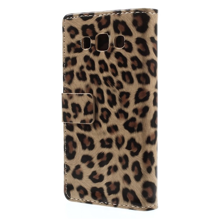 Fashion Leopard Glossy Leather Magnetic Case w/ Stand for Samsung Galaxy A3 SM-A300F-2