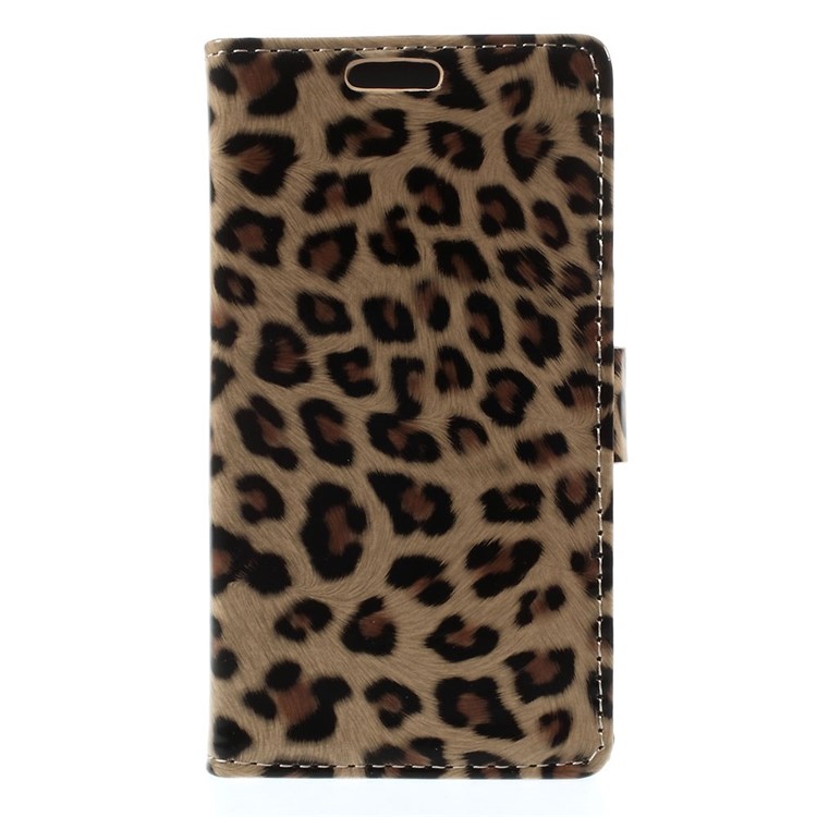Fashion Leopard Glossy Leather Magnetic Case w/ Stand for Samsung Galaxy A3 SM-A300F-3