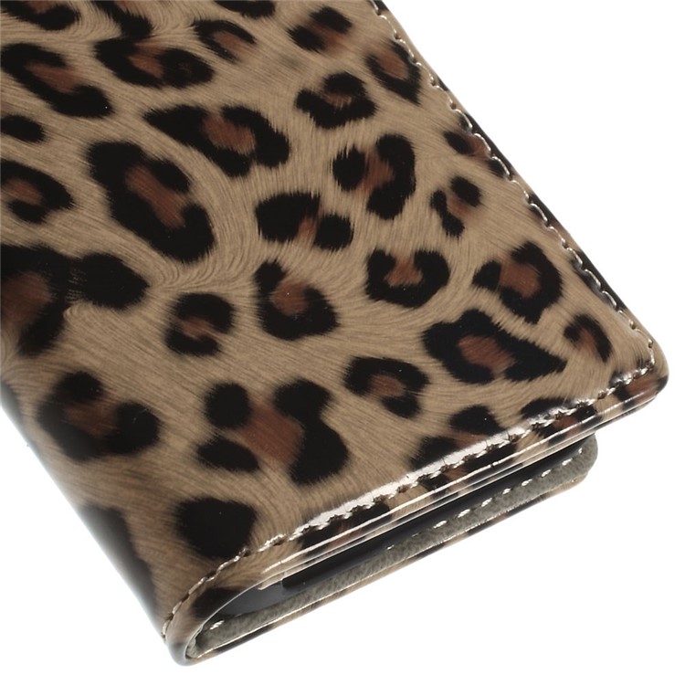 Fashion Leopard Glossy Leather Magnetic Case w/ Stand for Samsung Galaxy A3 SM-A300F-7