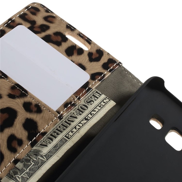 Fashion Leopard Glossy Leather Magnetic Case w/ Stand for Samsung Galaxy A3 SM-A300F-9
