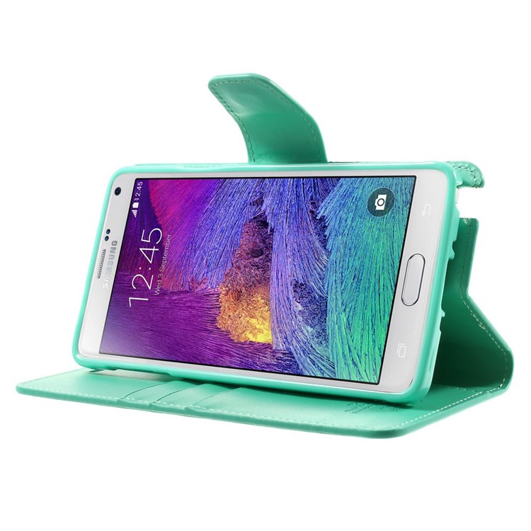 Mercury GOOSPERY Sonata Diary Leather Stand Cover w/ Card Slots for Samsung Galaxy Note 4 N910 - Cyan-3