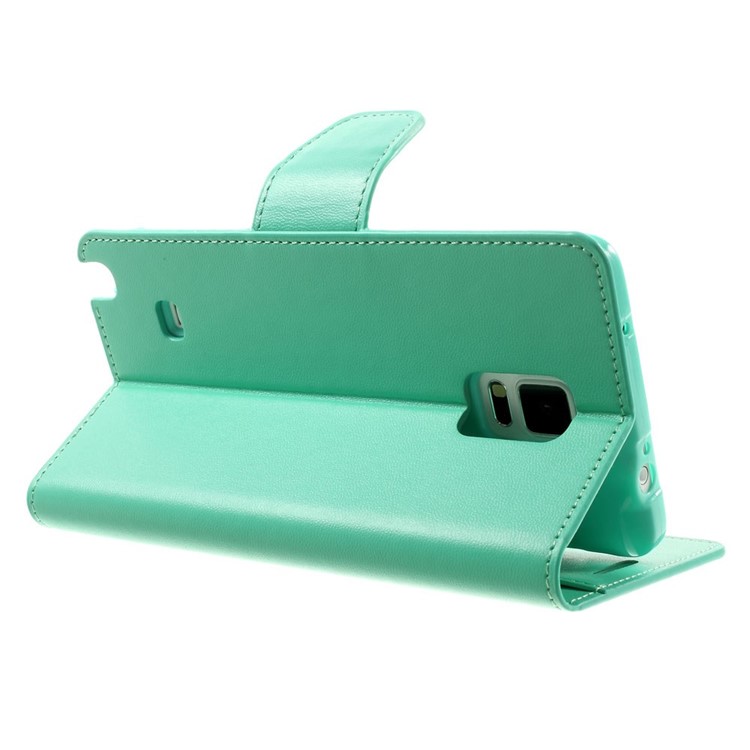 Mercury GOOSPERY Sonata Diary Leather Stand Cover w/ Card Slots for Samsung Galaxy Note 4 N910 - Cyan-4