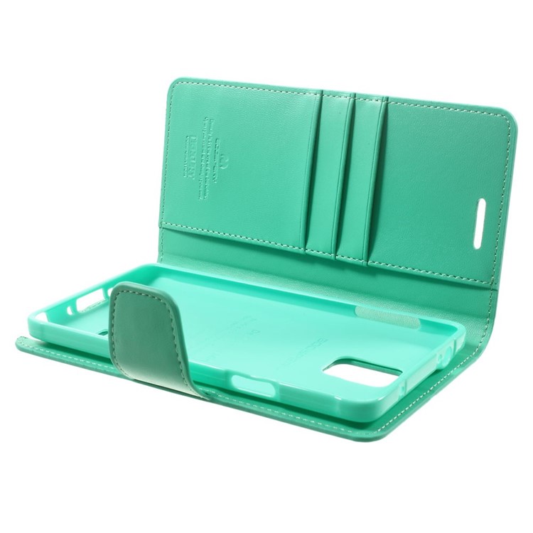 Mercury GOOSPERY Sonata Diary Leather Stand Cover w/ Card Slots for Samsung Galaxy Note 4 N910 - Cyan-6
