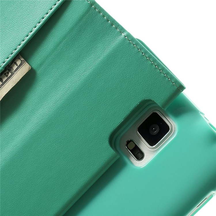 Mercury GOOSPERY Sonata Diary Leather Stand Cover w/ Card Slots for Samsung Galaxy Note 4 N910 - Cyan-7