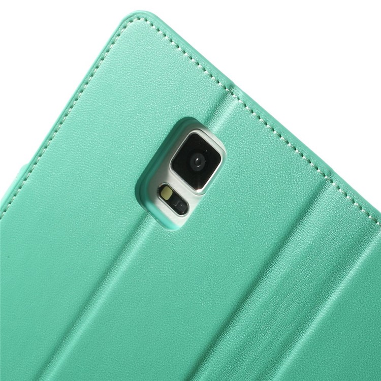 Mercury GOOSPERY Sonata Diary Leather Stand Cover w/ Card Slots for Samsung Galaxy Note 4 N910 - Cyan-8