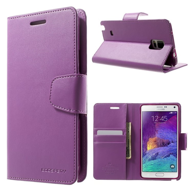 Mercury GOOSPERY Sonata Diary Leather Magnetic Case Stand for Samsung Galaxy Note 4 N910 - Purple-1
