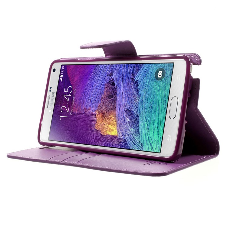 Mercury GOOSPERY Sonata Diary Leather Magnetic Case Stand for Samsung Galaxy Note 4 N910 - Purple-3