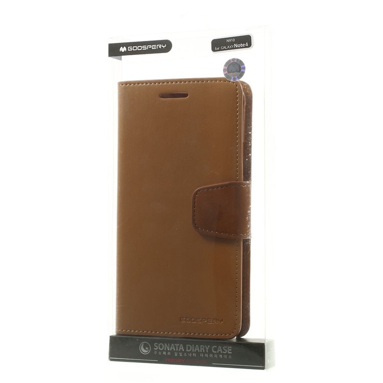 Mercury GOOSPERY Sonata Diary Leather Stand Case Accessory for Samsung Galaxy Note 4 N910 - Brown-11