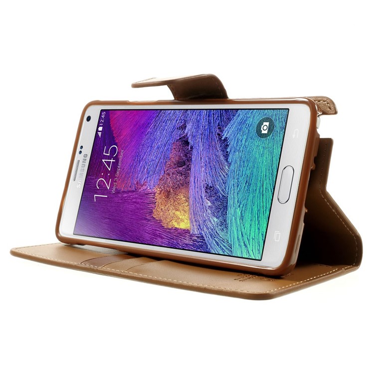 Mercury GOOSPERY Sonata Diary Leather Stand Case Accessory for Samsung Galaxy Note 4 N910 - Brown-3