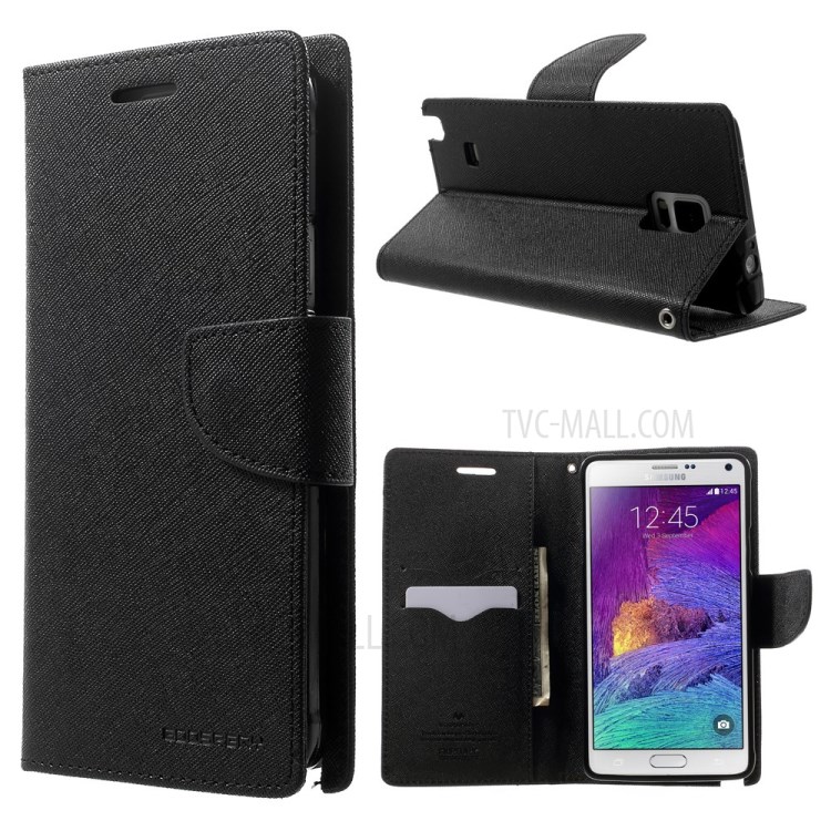 MERCURY Goospery Fancy Diary Wallet Leather Stand Case for Samsung Galaxy Note 4 N910 - Black-1