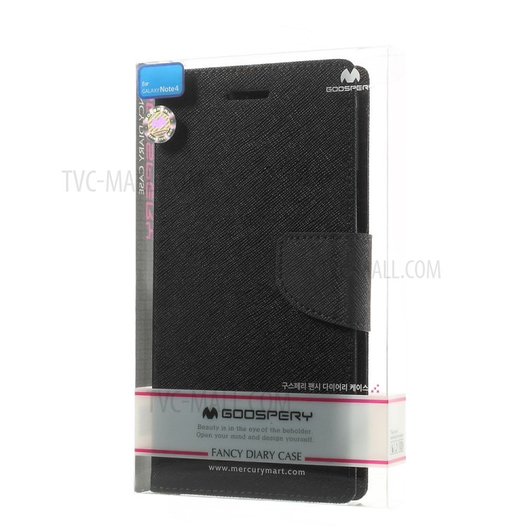 MERCURY Goospery Fancy Diary Wallet Leather Stand Case for Samsung Galaxy Note 4 N910 - Black-11