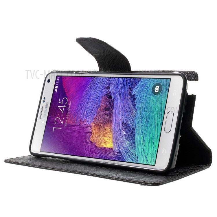 MERCURY Goospery Fancy Diary Wallet Leather Stand Case for Samsung Galaxy Note 4 N910 - Black-3