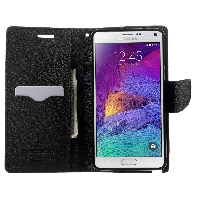 MERCURY Goospery Fancy Diary Wallet Leather Stand Case for Samsung Galaxy Note 4 N910 - Black-5