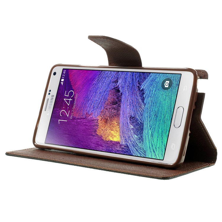 MERCURY Goospery Fancy Diary Wallet Leather Stand Cover for Samsung Galaxy Note 4 N910 - Brown / Black-3