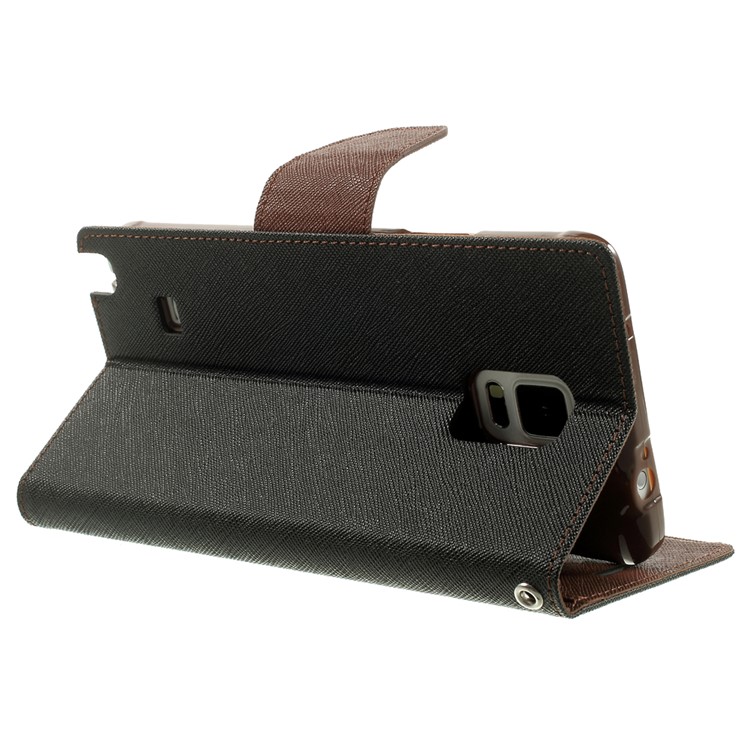 MERCURY Goospery Fancy Diary Wallet Leather Stand Cover for Samsung Galaxy Note 4 N910 - Brown / Black-4