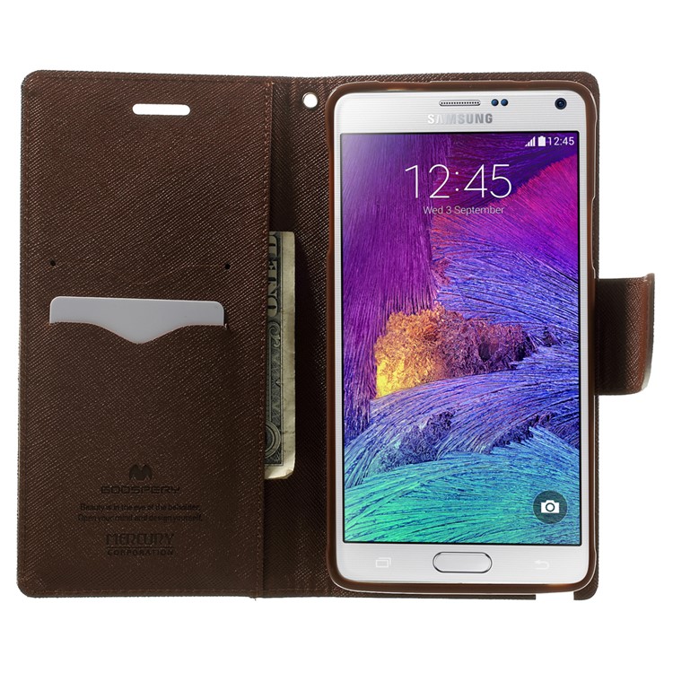 MERCURY Goospery Fancy Diary Wallet Leather Stand Cover for Samsung Galaxy Note 4 N910 - Brown / Black-5