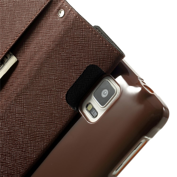 MERCURY Goospery Fancy Diary Wallet Leather Stand Cover for Samsung Galaxy Note 4 N910 - Brown / Black-6