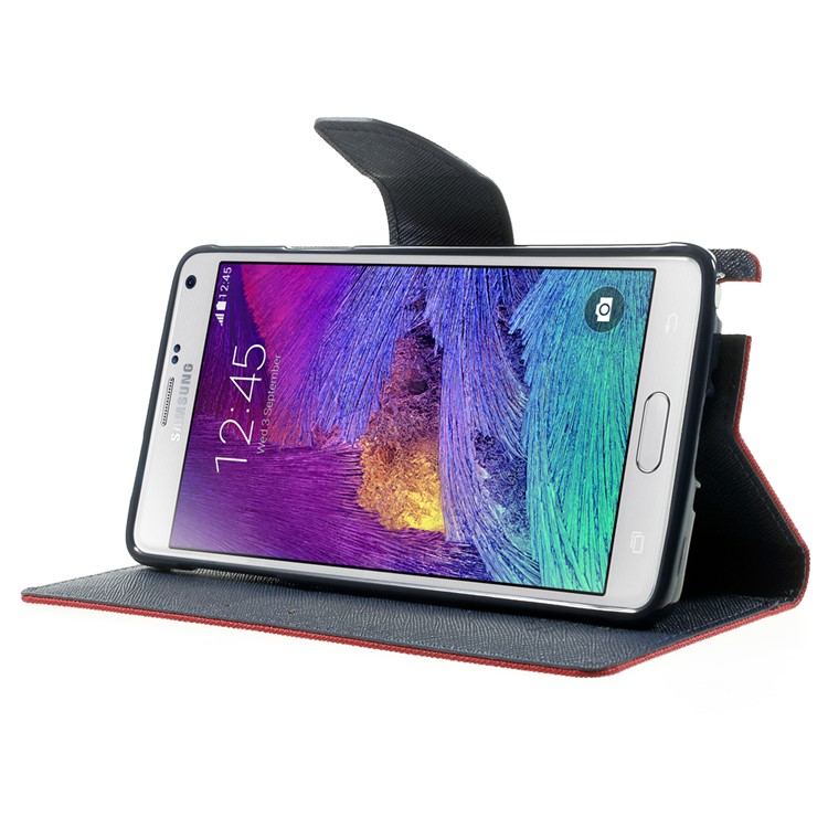 MERCURY Goospery Fancy Diary Leather Magnetic Case w/ Stand for Samsung Galaxy Note 4 N910 - Red-3