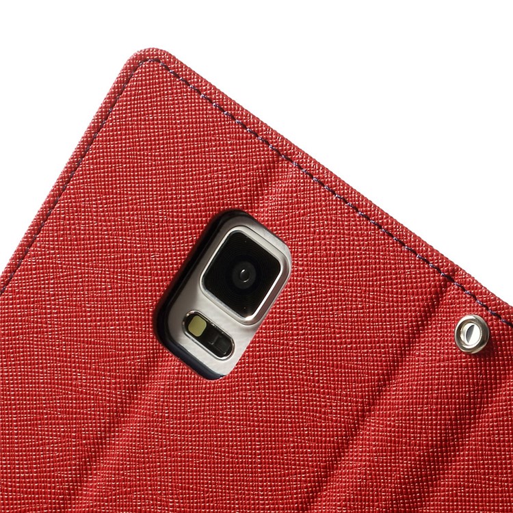 MERCURY Goospery Fancy Diary Leather Magnetic Case w/ Stand for Samsung Galaxy Note 4 N910 - Red-6