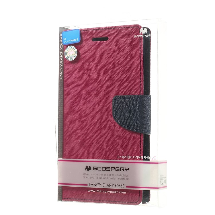 MERCURY Goospery Fancy Diary Leather Magnetic Cover w/ Stand for Samsung Galaxy Note 4 N910 - Rose-11
