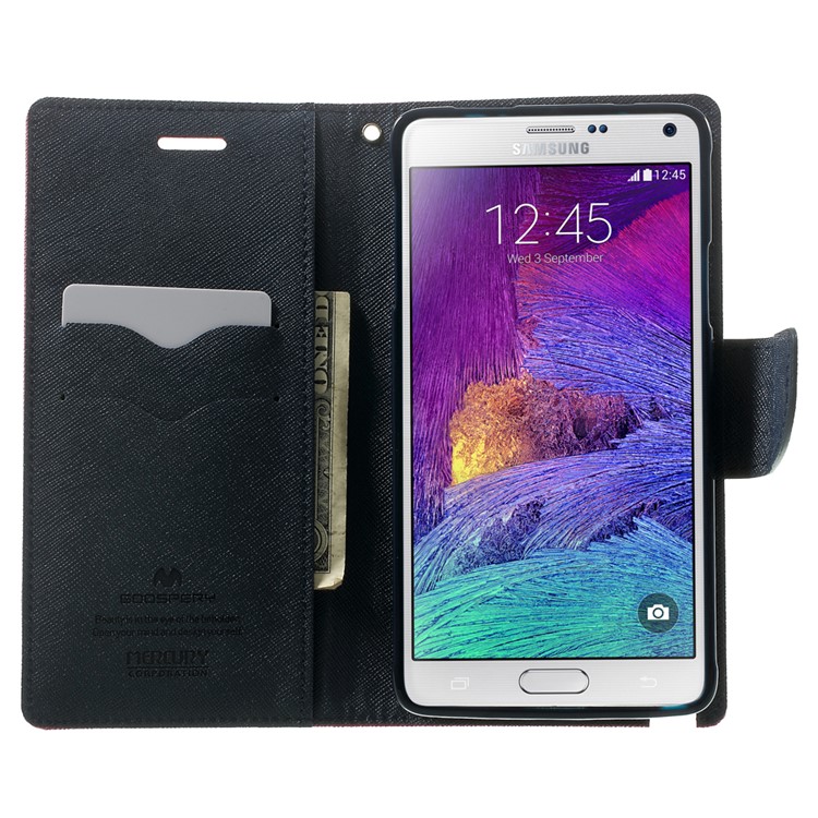 MERCURY Goospery Fancy Diary Leather Magnetic Cover w/ Stand for Samsung Galaxy Note 4 N910 - Rose-5