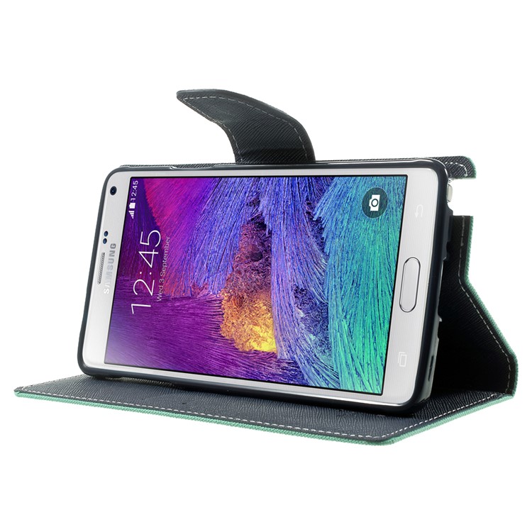 MERCURY Goospery Fancy Diary Magnetic Leather Stand Cover for Samsung Galaxy Note 4 N910 - Cyan-3