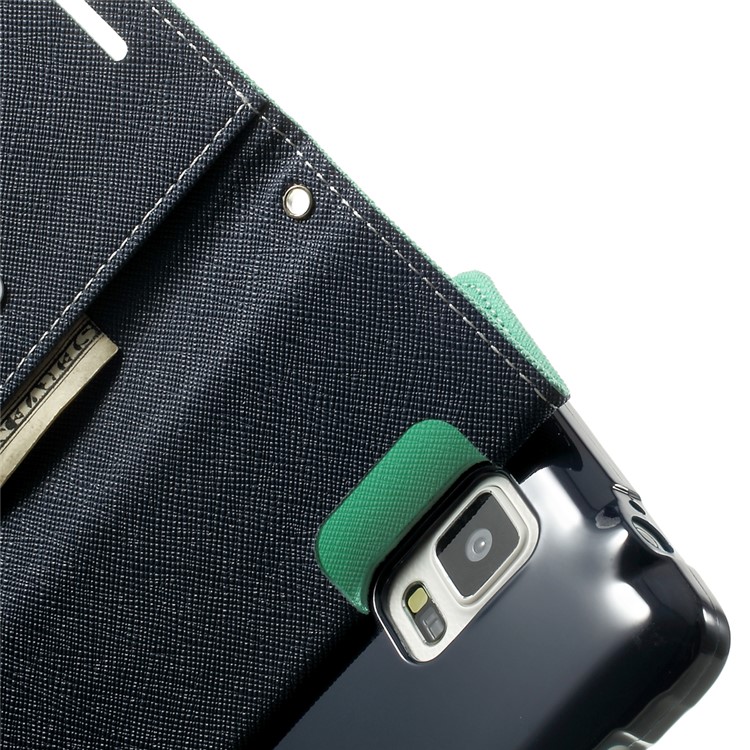 MERCURY Goospery Fancy Diary Magnetic Leather Stand Cover for Samsung Galaxy Note 4 N910 - Cyan-6