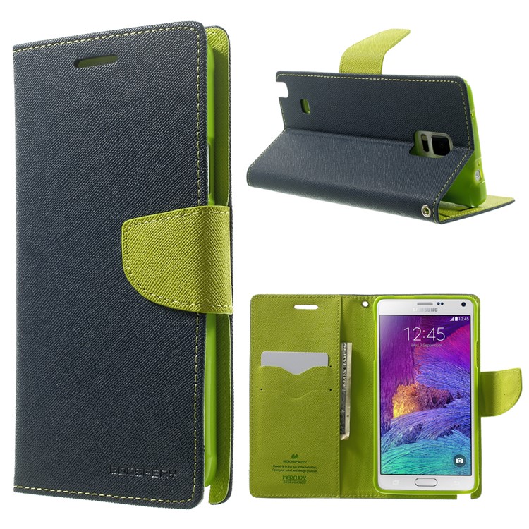 MERCURY Goospery Fancy Diary Wallet Leather Stand Cover for Samsung Galaxy Note 4 N910 - Dark Blue-1