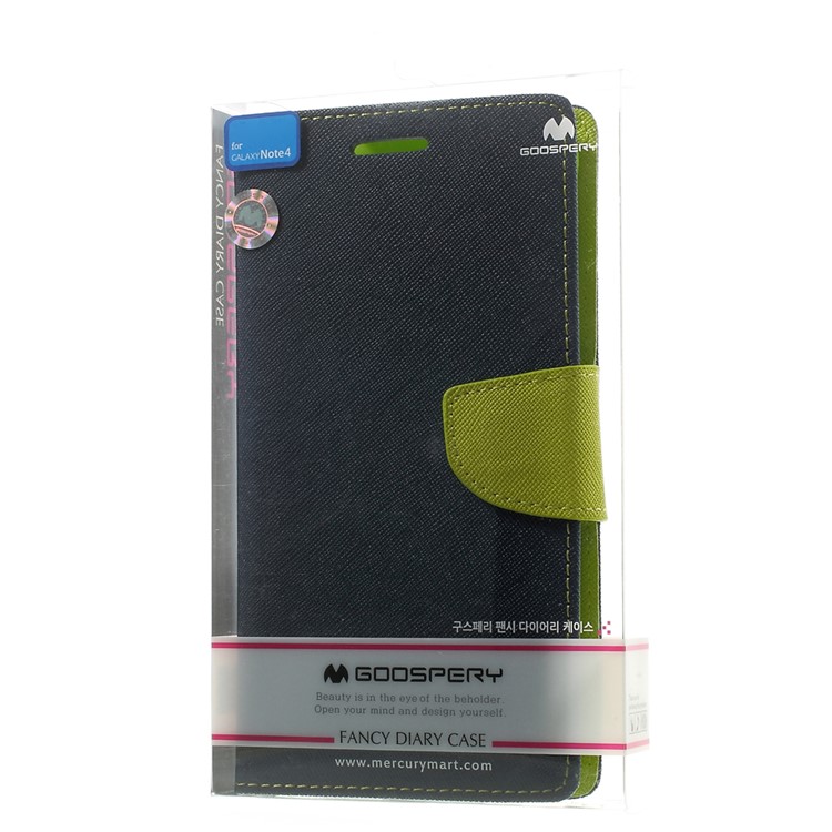 MERCURY Goospery Fancy Diary Wallet Leather Stand Cover for Samsung Galaxy Note 4 N910 - Dark Blue-12