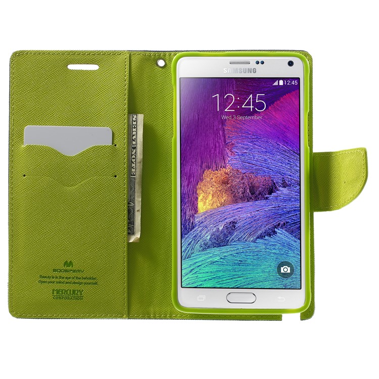 MERCURY Goospery Fancy Diary Wallet Leather Stand Cover for Samsung Galaxy Note 4 N910 - Dark Blue-5