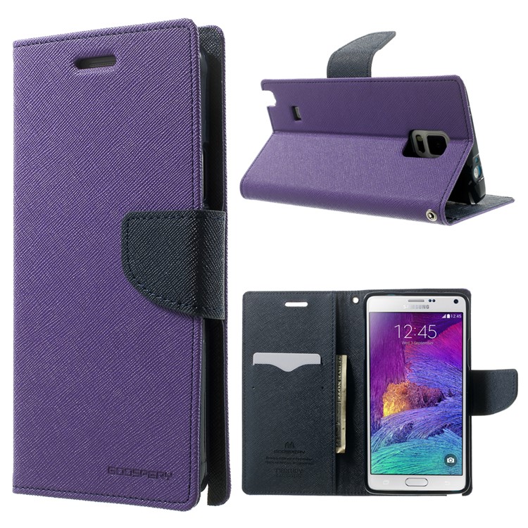 MERCURY Goospery Fancy Diary PU Leather Stand Case for Samsung Galaxy Note 4 N910 - Purple-1