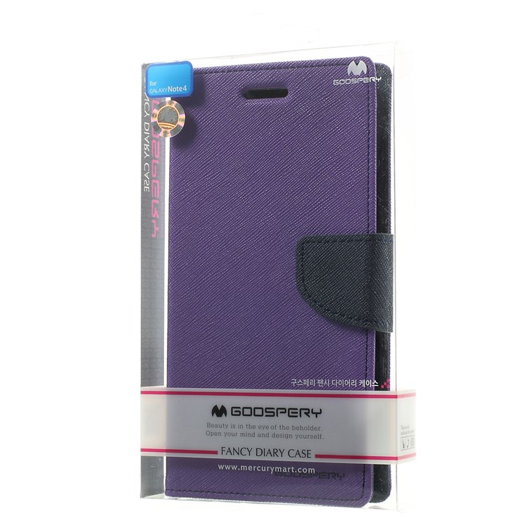 MERCURY Goospery Fancy Diary PU Leather Stand Case for Samsung Galaxy Note 4 N910 - Purple-11