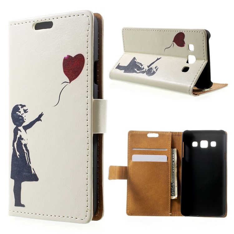 Cute Girl Flying Heart Shaped Balloon Wallet Leather Stand Case for Samsung Galaxy A3 SM-A300F-1