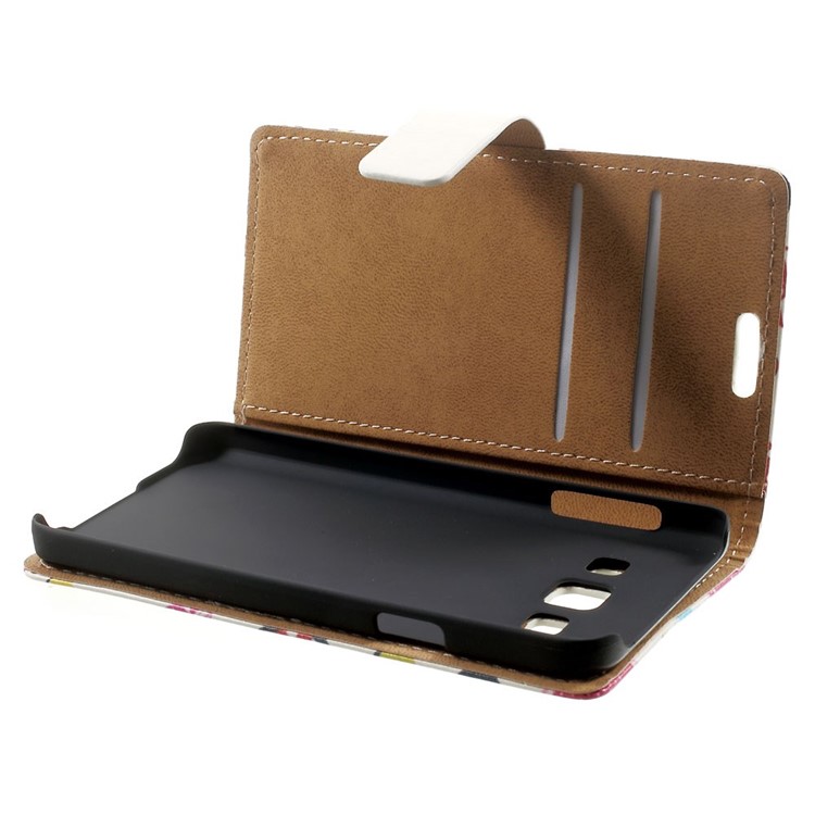 Colorized Hearts Leather Magnetic Cover w/ Stand for Samsung Galaxy A3 SM-A300F-4